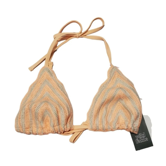 NWT Wild Fable Womens Crochet Triangle Bikini Swim Top S 4-6 - Picture 2 of 5